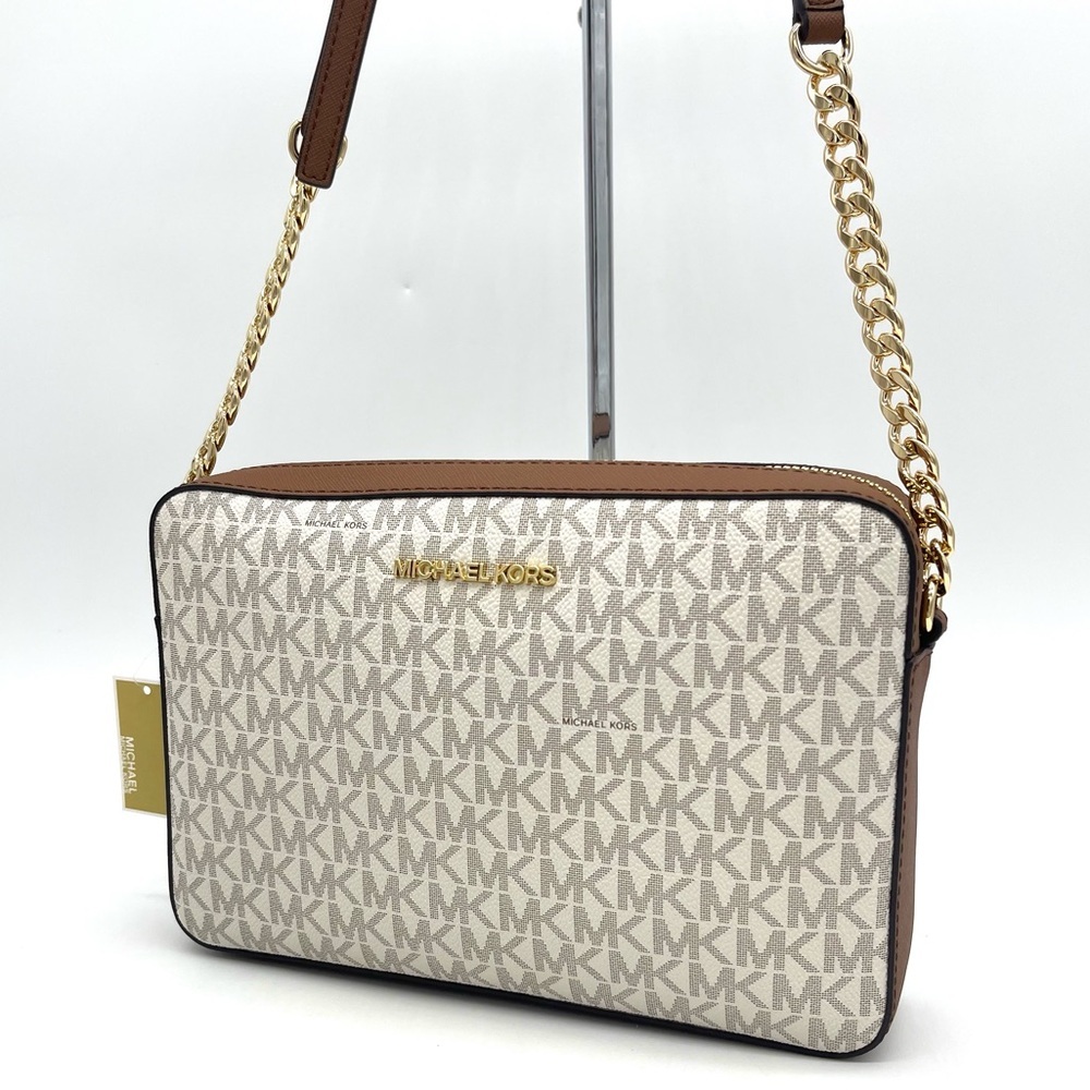 Michael Kors EW Brown and Cream Crossbody Bag - Picture 3 of 7